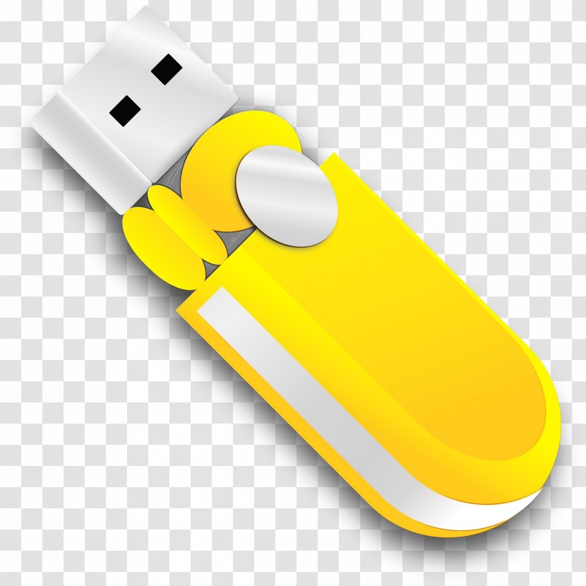 Yellow Usb Flash Drive Memory Data Storage Device Technology - Computer Electronic Transparent PNG