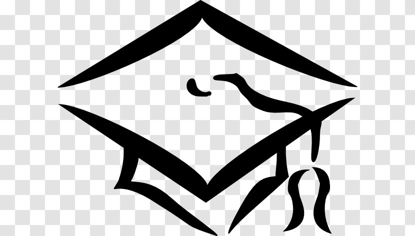 Academic Dress Square Cap Gown Clip Art - Black And White - Graduation Cartoon Transparent PNG