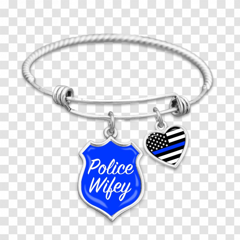 Charm Bracelet Thin Blue Line Police Officer - Cobalt Transparent PNG