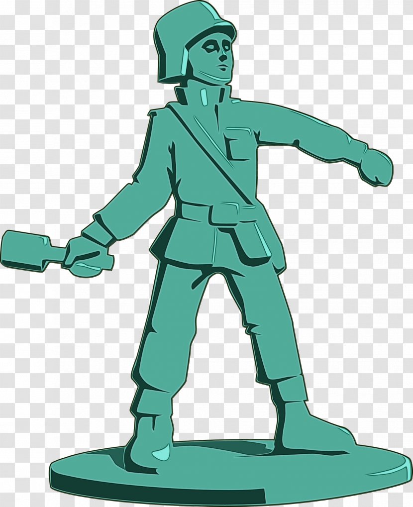 Green Army Men Standing Fictional Character Toy - Watercolor - Figurine Transparent PNG