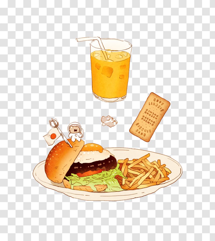 Hamburger Toast French Fries Junk Food Chicken Sandwich - Burger & Drink Transparent PNG