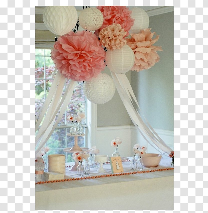 Paper Wedding Bridal Shower Pom-pom Centrepiece - Floral Design Transparent PNG