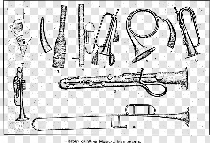 The History Of Musical Instruments Line Art - Frame - Trombone Transparent PNG