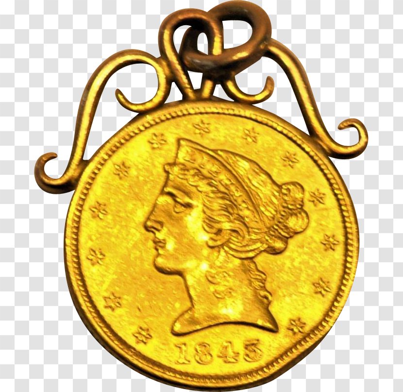 Gold Coin Earring American Eagle - Medal Transparent PNG