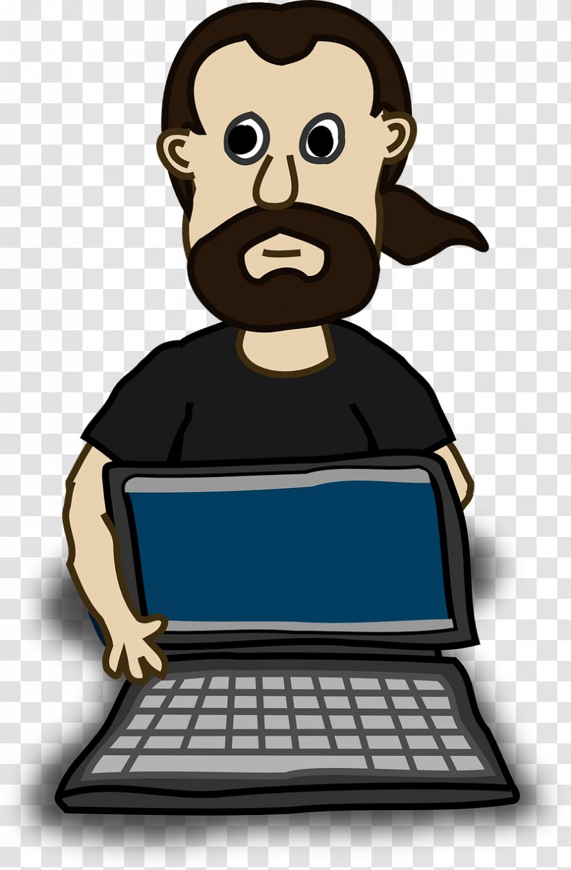 Comics Character Cartoon Clip Art - Head - Man Laptop Transparent PNG