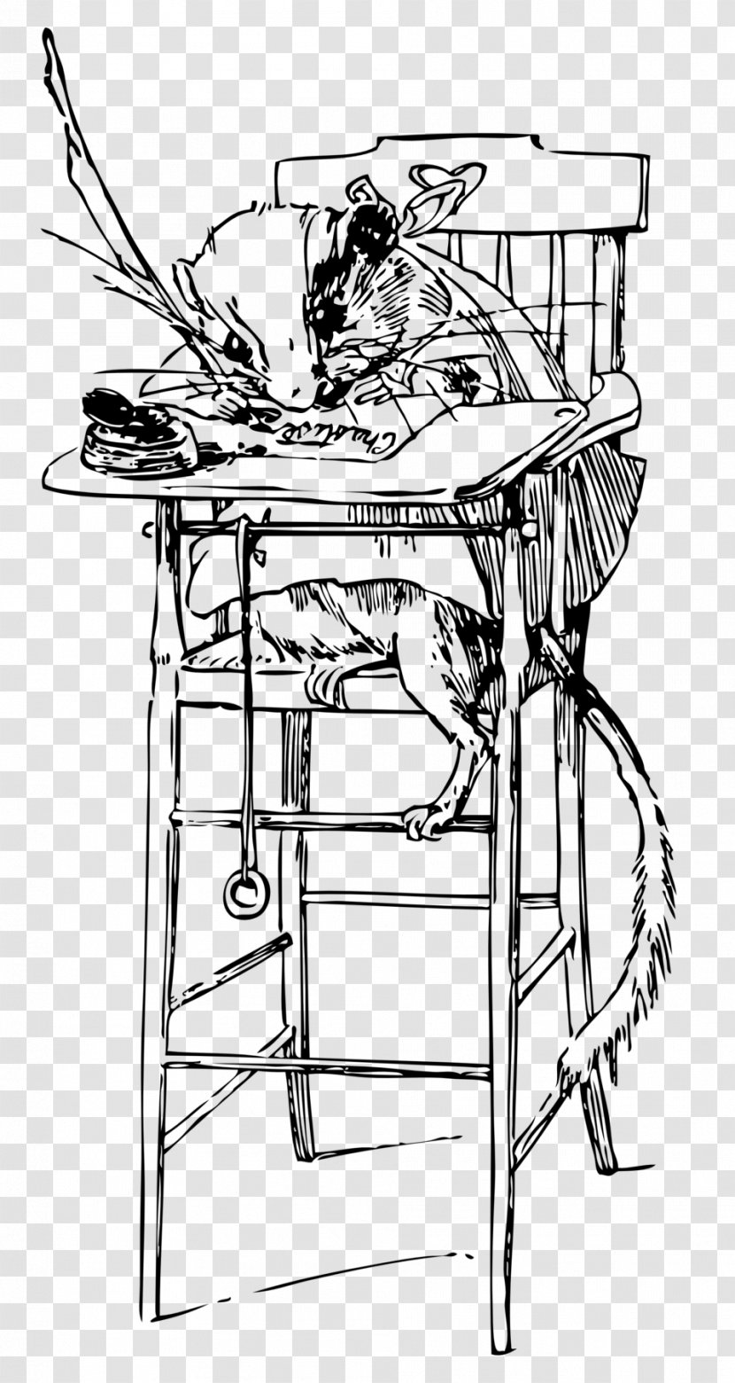 Clip Art - Black And White - The Cat Sitting On Chair Transparent PNG
