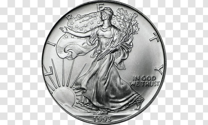 Coin West Point Mint United States American Silver Eagle - Monochrome Photography Transparent PNG