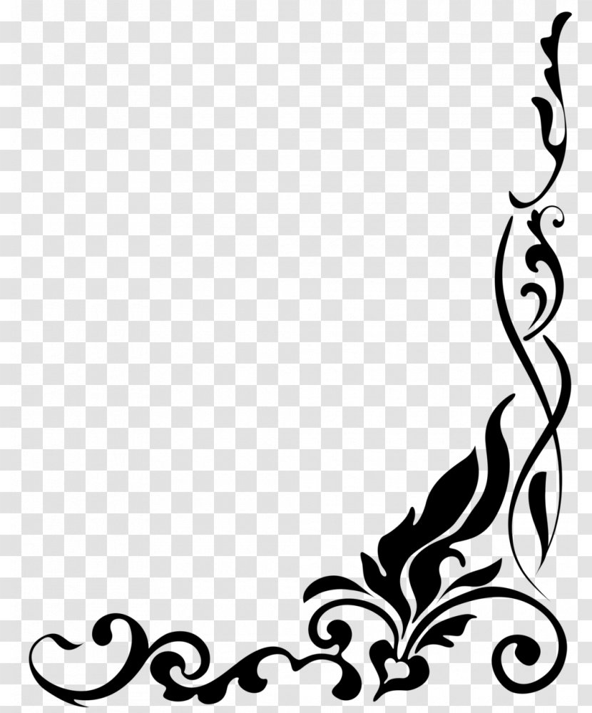 Flower Black And White Clip Art - Frame - Wedding Border Cliparts Transparent PNG