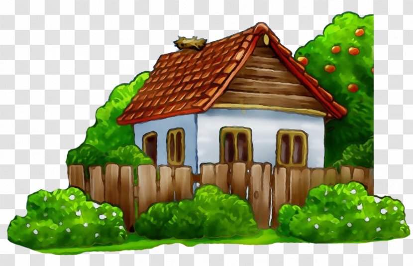 Green House Natural Landscape Cottage Home - Roof Building Transparent PNG