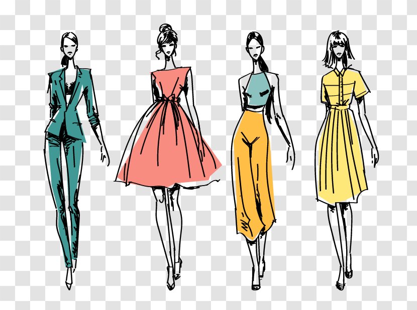 Drawing Vector Model - Costume Design - Fashion Designer Transparent PNG