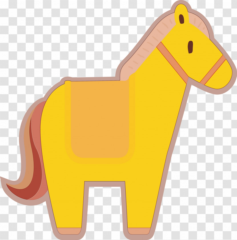 Horse Snout Cartoon Yellow Animal Figurine Transparent PNG