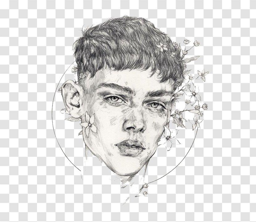 Drawing Art Illustrator Sketch - Self Portrait - Flowers Boy Transparent PNG