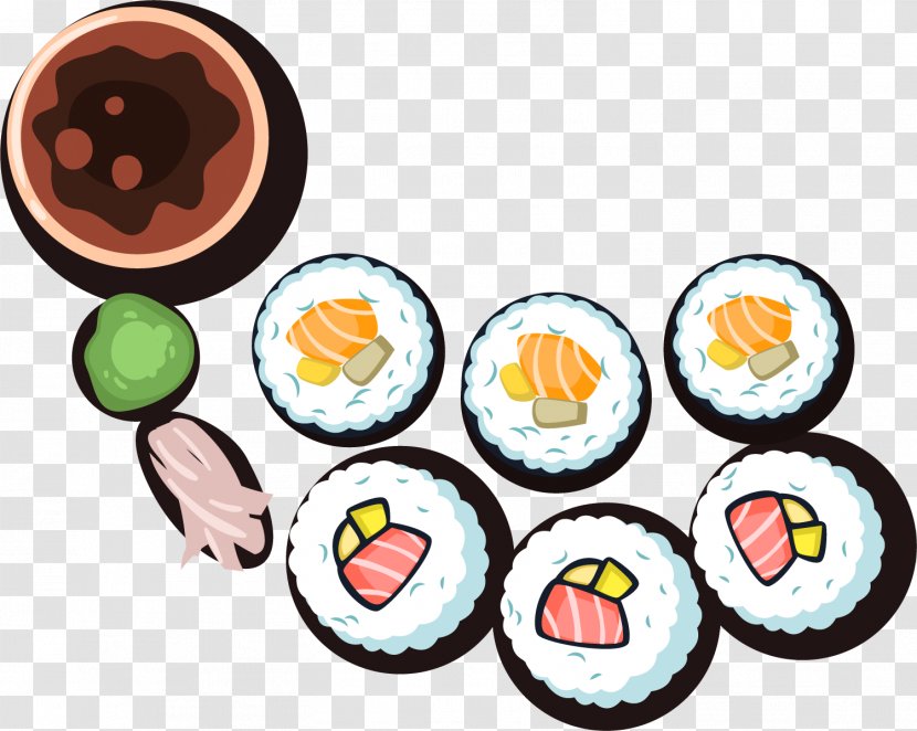Sushi Onigiri Japanese Cuisine Clip Art - Gimbap - Rice And Vegetable Roll Delicacy Decorative Pattern Transparent PNG