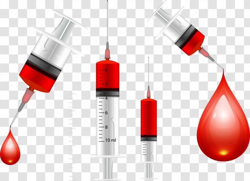 Syringe Blood Test Stock Photography - Color Needle With Drop Transparent PNG