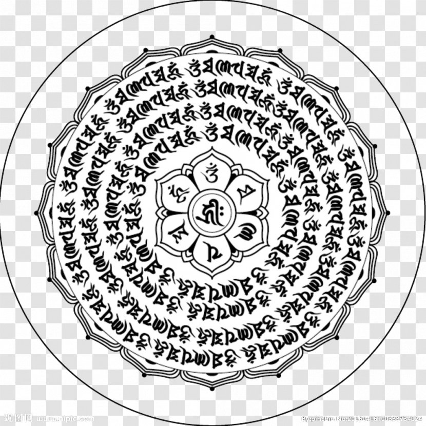 Heart Sutra Om Mani Padme Hum Mantra Sanskrit - Area - Six Types Of Transparent PNG