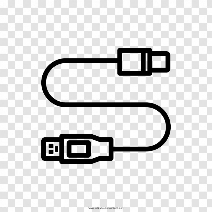 Drawing USB Electrical Cable Battery Charger Coloring Book - Usb Transparent PNG