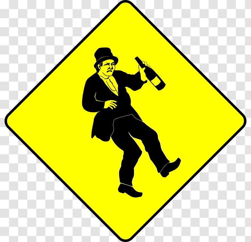 Pedestrian Crossing Traffic Sign Light Clip Art - Drunk Man Cartoon Transparent PNG