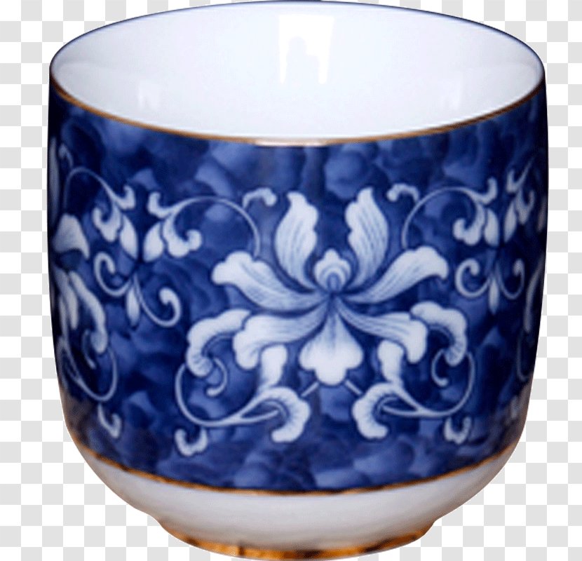 Ceramic Blue And White Pottery Cup Saucer - Drinkware Transparent PNG