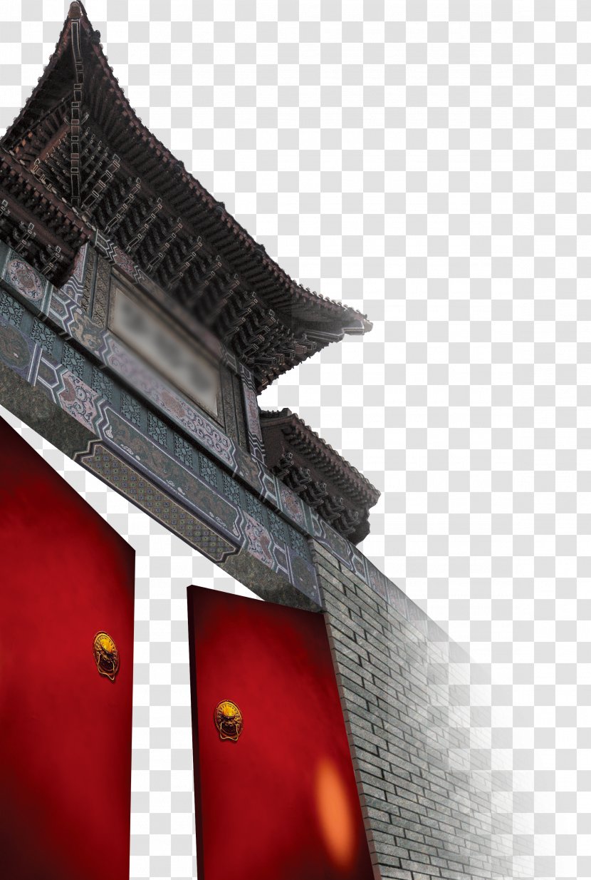 Fusong County Red Grey Facade - Door Transparent PNG