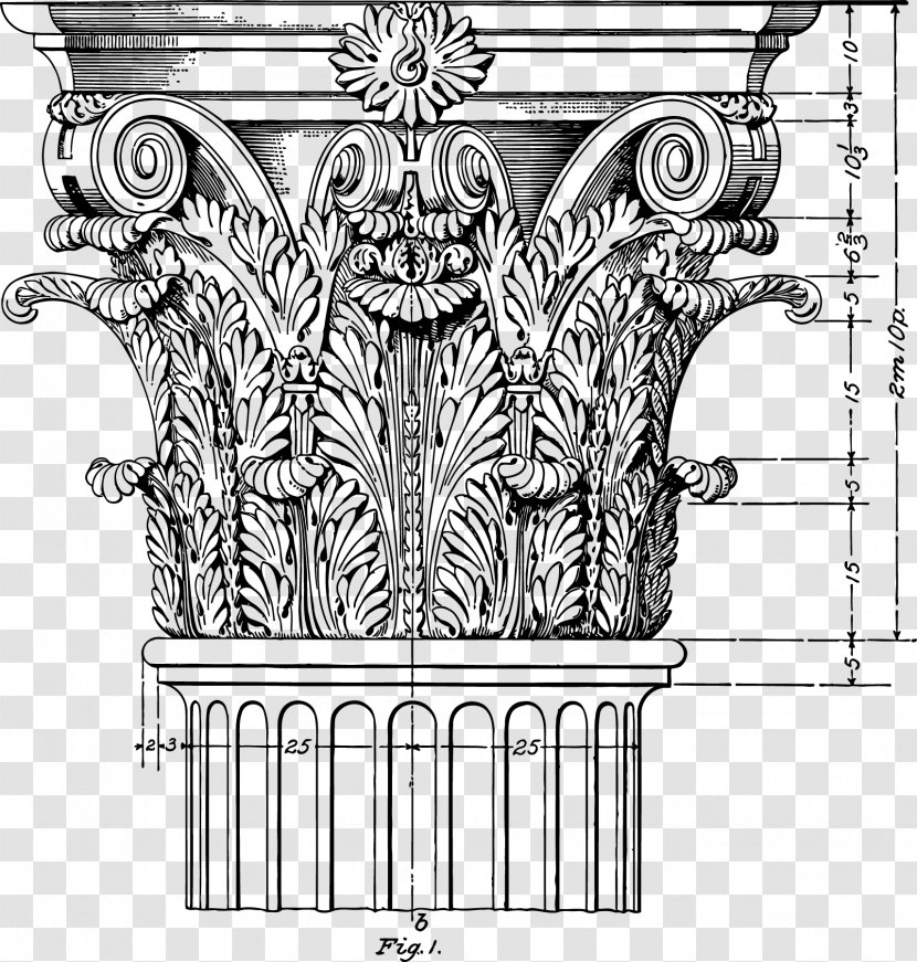 Architecture Line Art - Corinthian Order - Classical Volute Transparent PNG