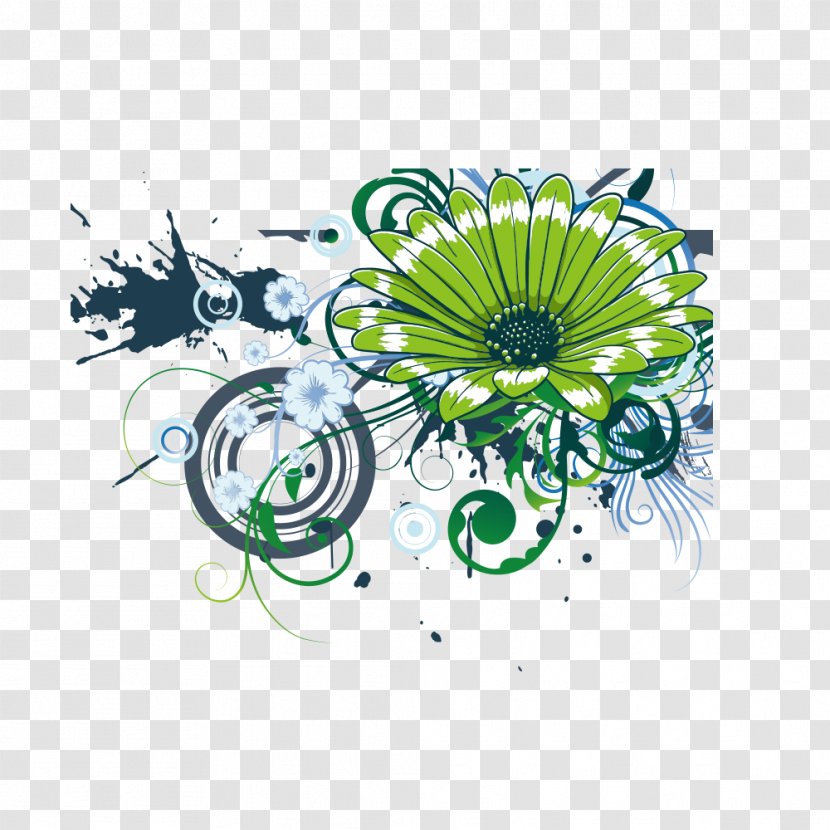 Green Flower Computer File - Flora - Flowers Transparent PNG