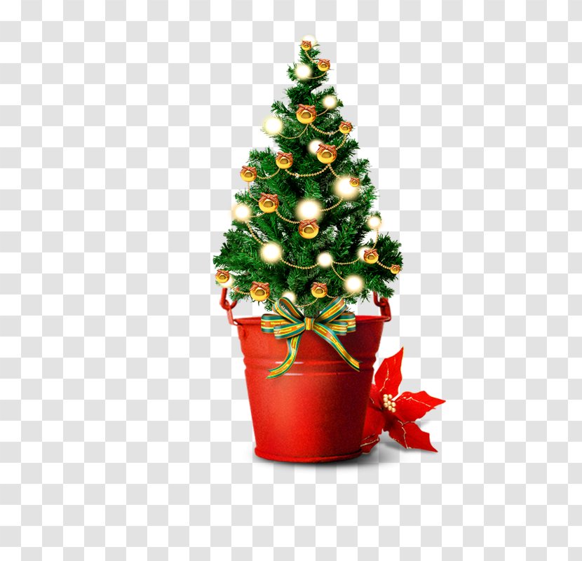 Santa Claus Christmas Tree Gift - Fir - Green Light Bulb Transparent PNG