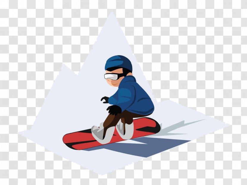 Snowboarding Skiing Illustration - Winter Sport - The Boy Glided Along Snow Transparent PNG