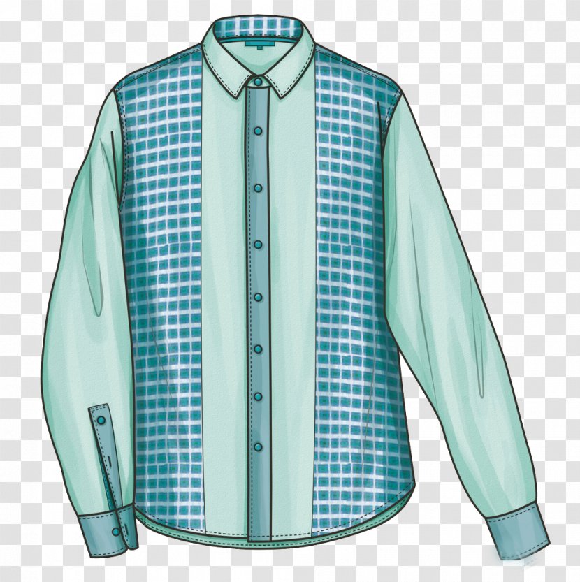 T-shirt Dress Shirt Robe Sleeve - Aqua - Long-sleeved Transparent PNG