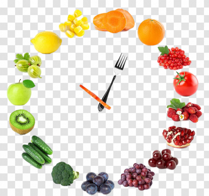 Fruit Vegetarian Food Clock Plant Food Transparent PNG