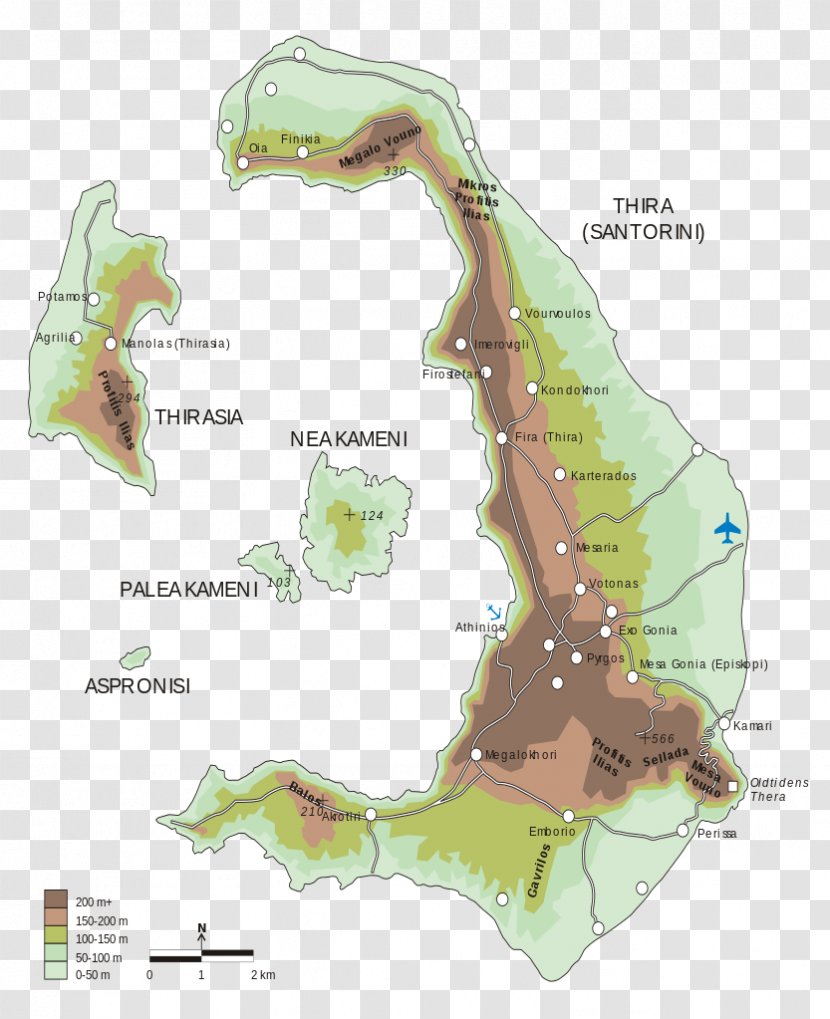 Santorini Caldera Fira Map Volcano Crete - Cyclades Transparent PNG