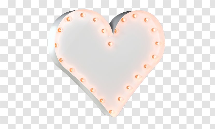Heart White Color Marquee Wall - Orange - Symphony Lighting Transparent PNG