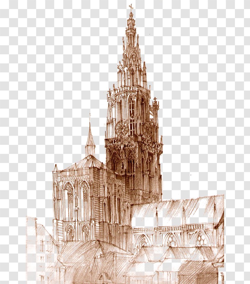 Architectural Drawing Architecture Watercolor Painting - Hand-painted Gothic Style Transparent PNG