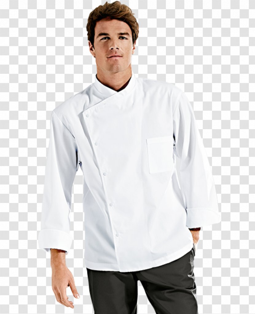 T-shirt Coat Chef's Uniform Jacket Sleeve - White Transparent PNG