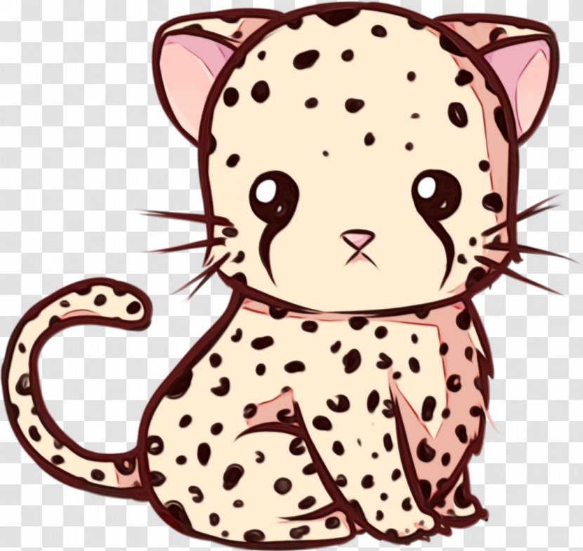 Cheetah Drawing Leopard Kawaii Cuteness - Line Art - Polka Dot Animal Figure Transparent PNG