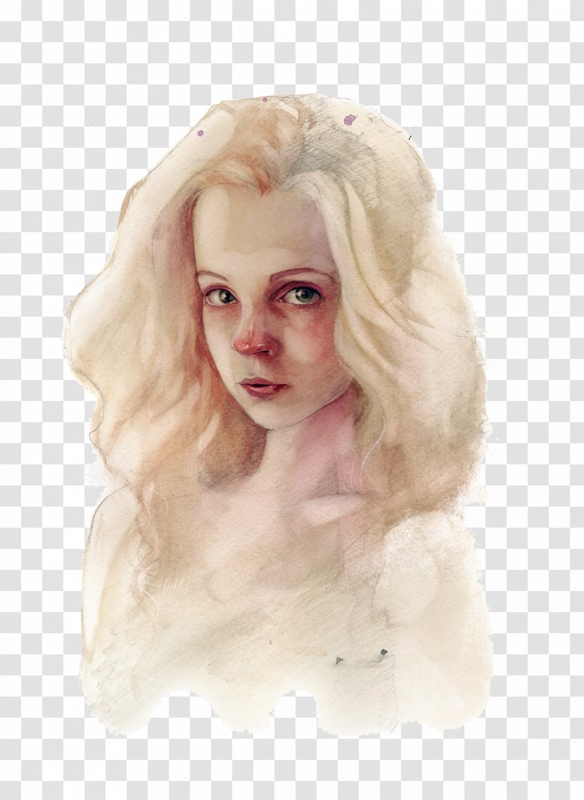 Portrait Watercolor Painting Illustrator - Tree - Blond Woman Transparent PNG