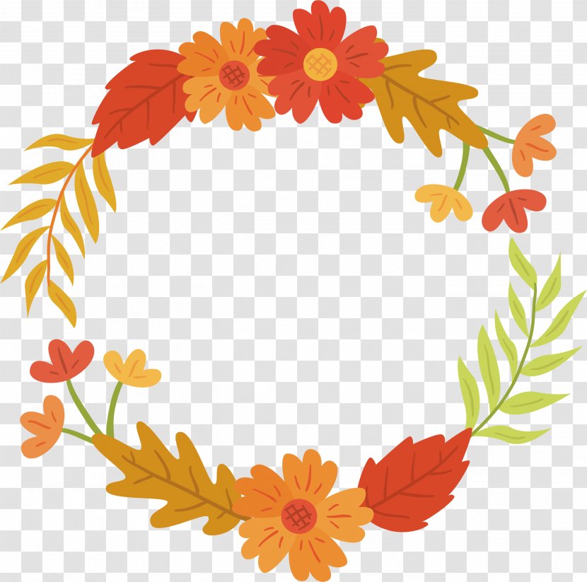 Euclidean Vector Flower Autumn - Leaf - Flowers And Plants Garlands Transparent PNG