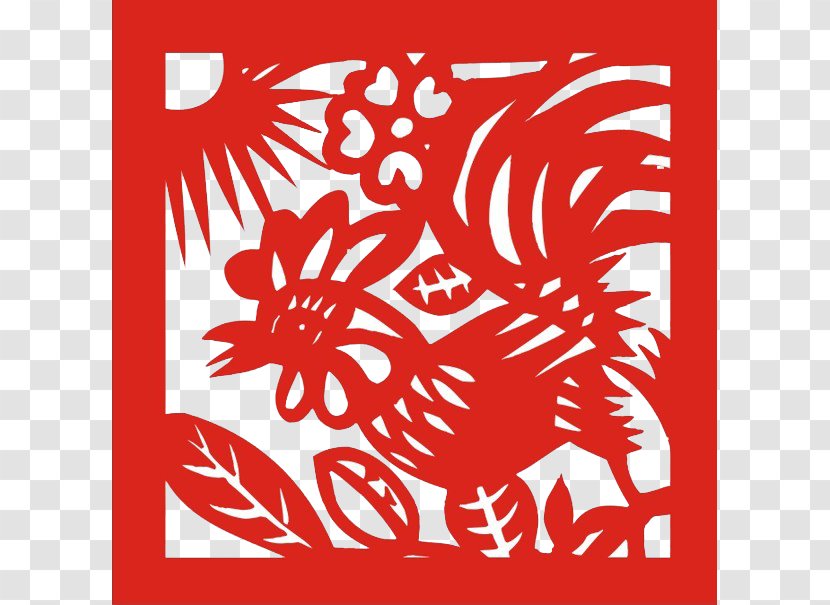 Chinese Zodiac Papercutting New Year Pig - Paper-cut Chicken Transparent PNG
