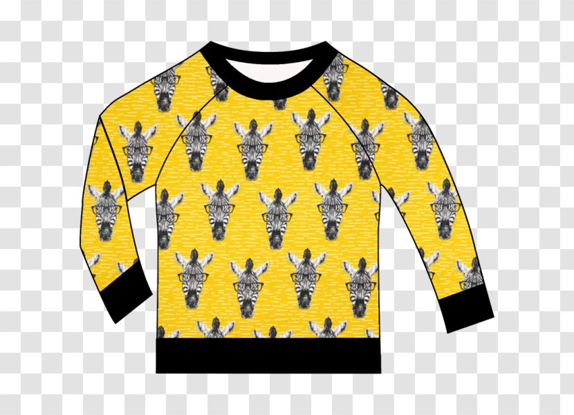 Long-sleeved T-shirt Sweater Yellow - Neck - Zebra Illustration Transparent PNG