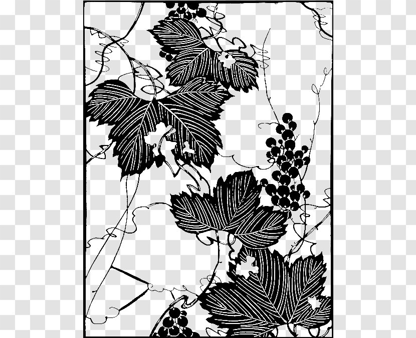 Grape Vine Black And White Leaf Clip Art - Taobao,Lynx,design,Men's,Women,Shading Korea,Pattern,pattern,background Transparent PNG