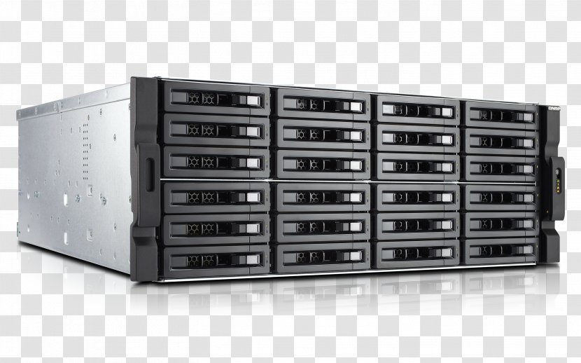 Disk Array QNAP TS-EC2480U-R2 Serial Attached SCSI ATA ES1640dc NAS Rack Ethernet LAN Black - Stereo Amplifier - Server Transparent PNG