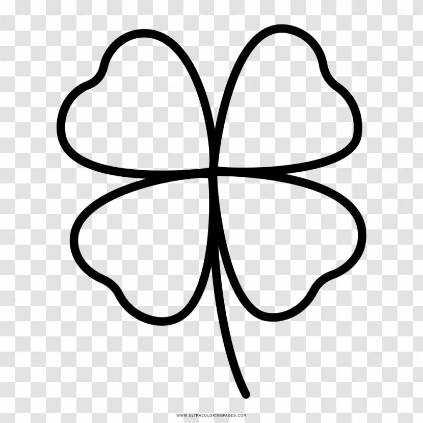 Four-leaf Clover Drawing Coloring Book Clip Art - Black And White Transparent PNG
