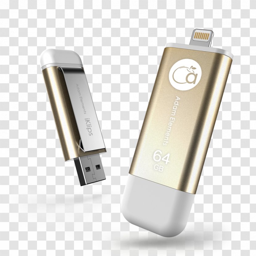 USB Flash Drives Lightning Adam Element IKlips World's Fastest Drive For IPhone, IPad, And IPod Touch 32 Go Grey Computer Data Storage Elements 32GB Apple MFi Certified 3.0 S... - Card Reader Transparent PNG