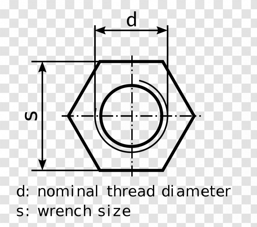 Nut Bolt Screw Thread Wrench Size - Technical Drawing Transparent PNG