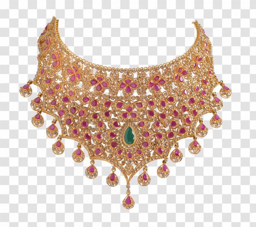 Earring Jewellery Necklace Bride Gold - Indian Wedding Transparent PNG