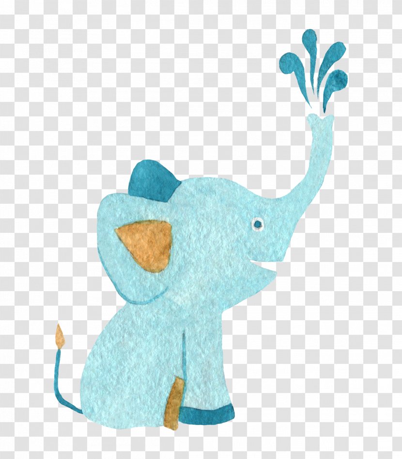 Watercolor Painting - Mammal - Light Blue Elephant Transparent PNG