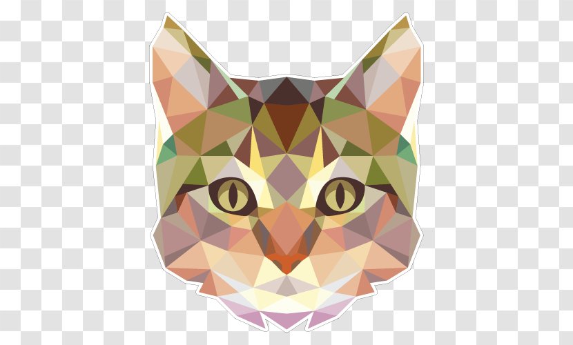 Sphynx Cat Kitten Geometry Sticker T-shirt - Black - Polygonal Transparent PNG