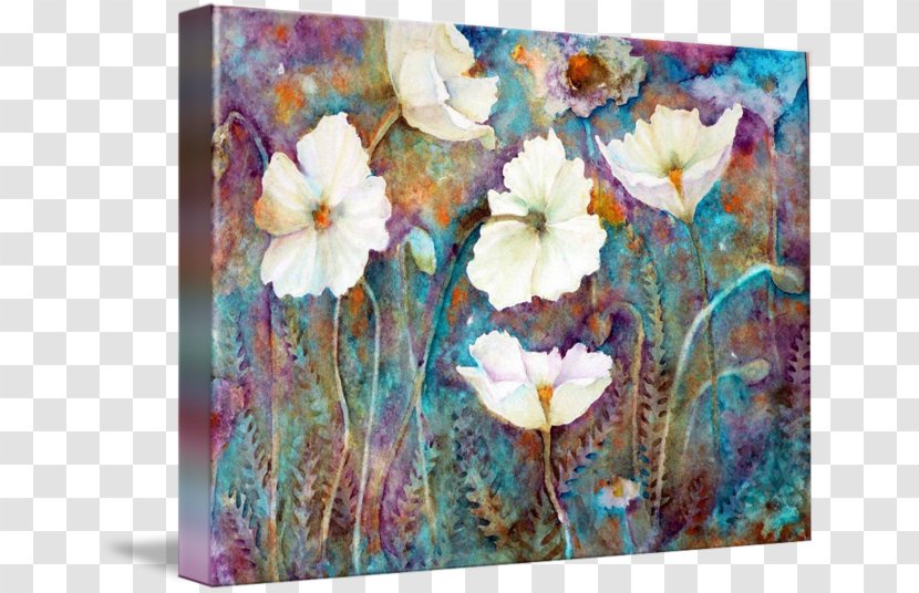 Floral Design Acrylic Paint Gallery Wrap Art Canvas Transparent PNG