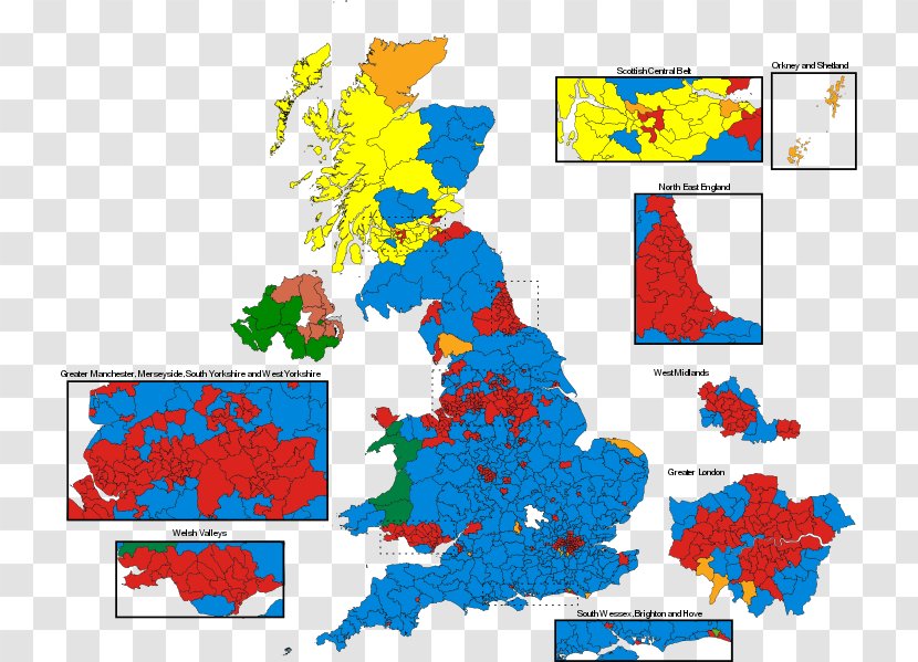 United Kingdom General Election, 2015 2017 Map - Electoral District Transparent PNG