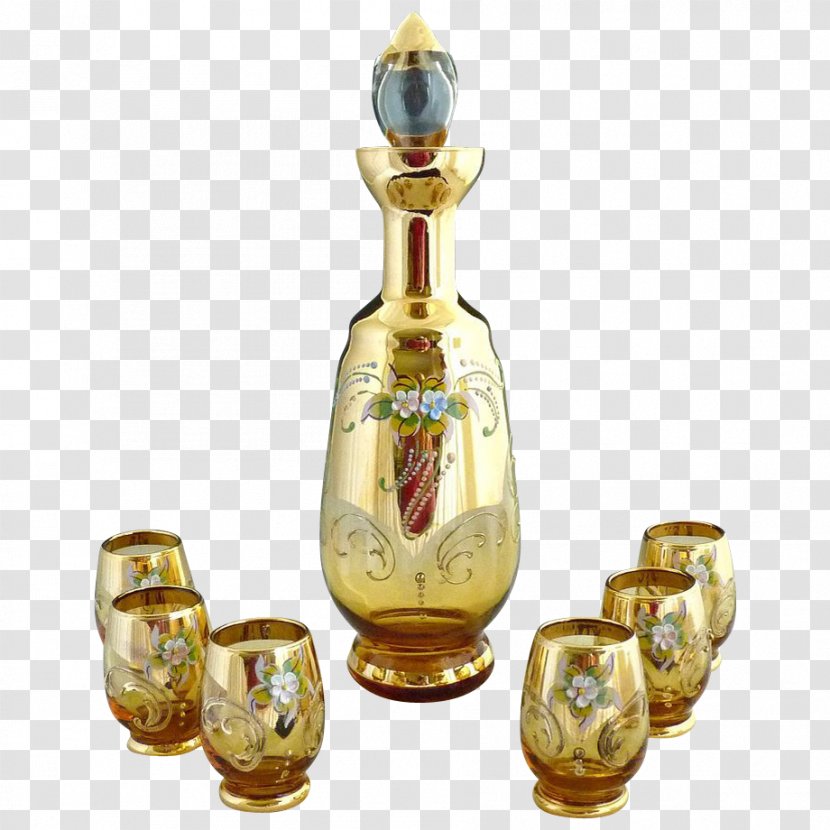 Liqueur Decanter Glass Bottle Gold - Depression Transparent PNG