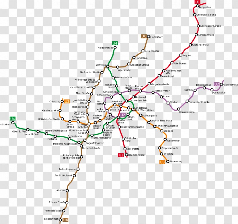 Vienna U-Bahn Rapid Transit Commuter Station Map - Diagram Transparent PNG